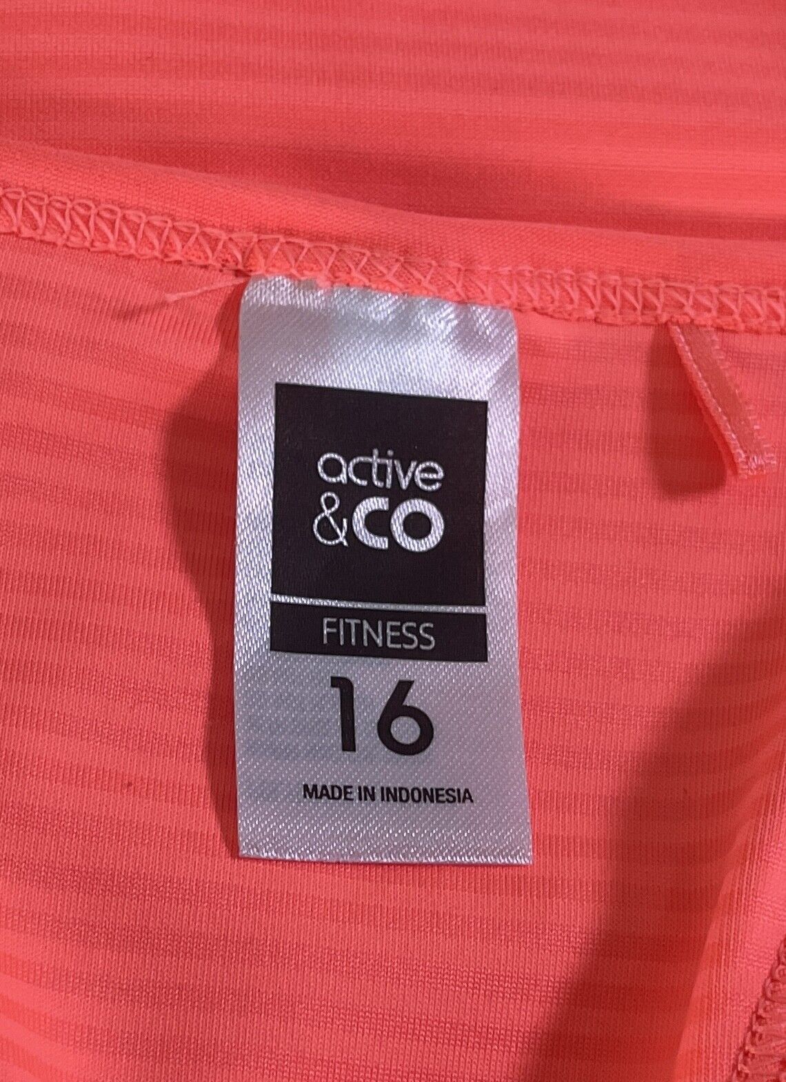 ACTIVE & CO Tank Top Coral Sleeveless Self Stripe Racer Back Singlet Size 16 NEW