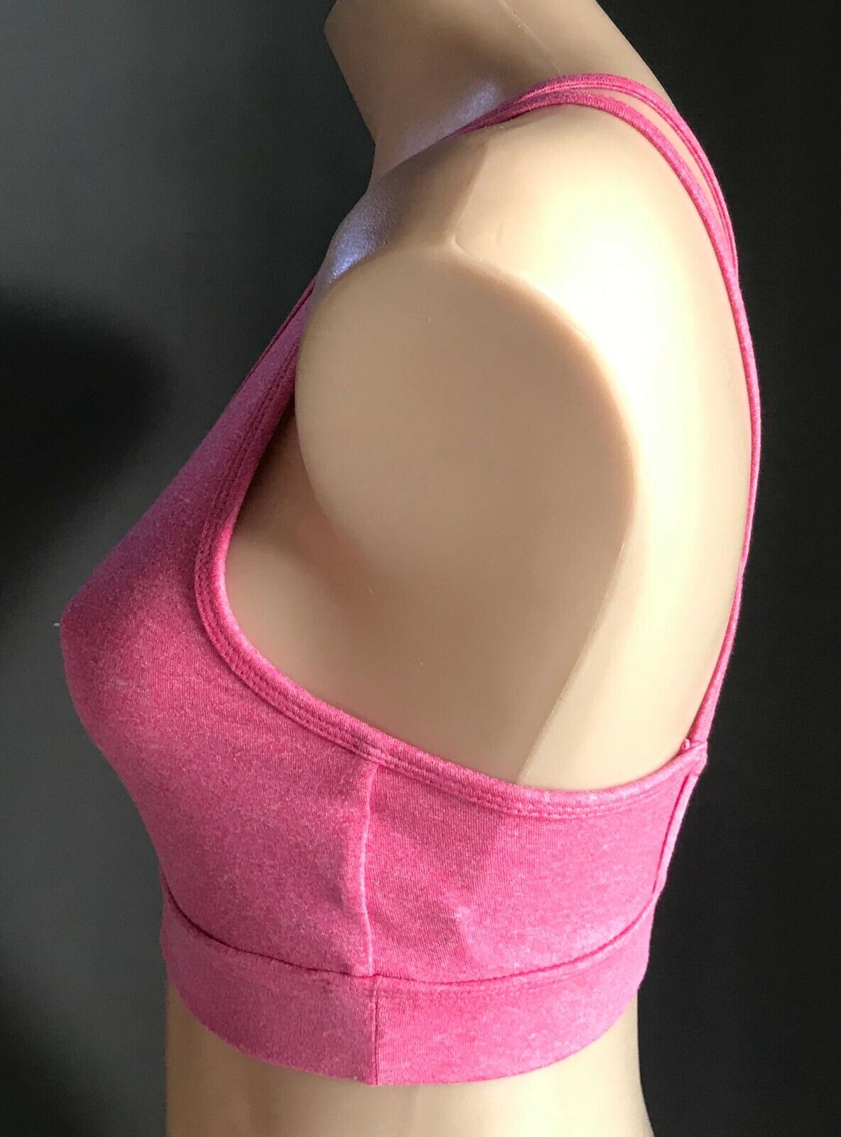 ACTIVE & CO Crop Top Pink Marl Sports Bra Strappy Back Medium Support Gym 10 NEW