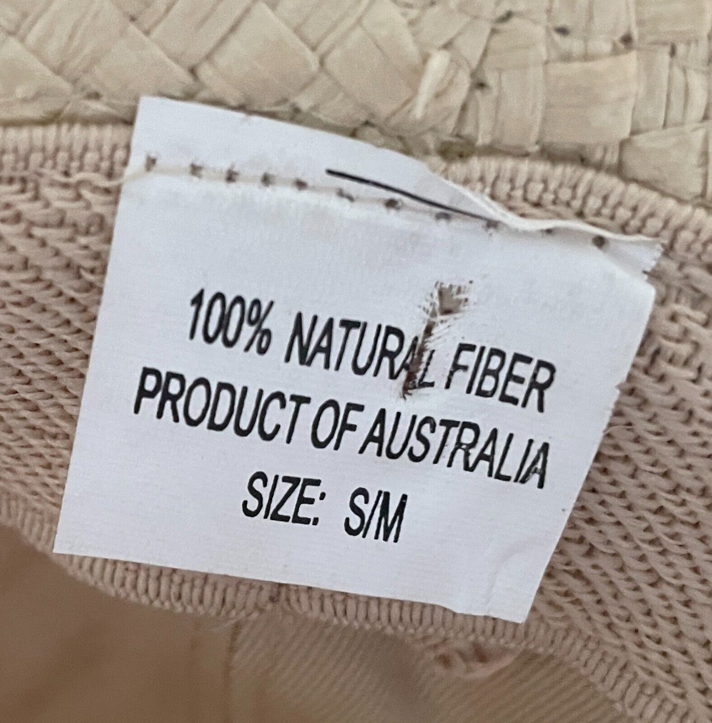 Fedora Hat Raffia Natural Trilby Size S M 57cm Brown White Trim Palm Beach