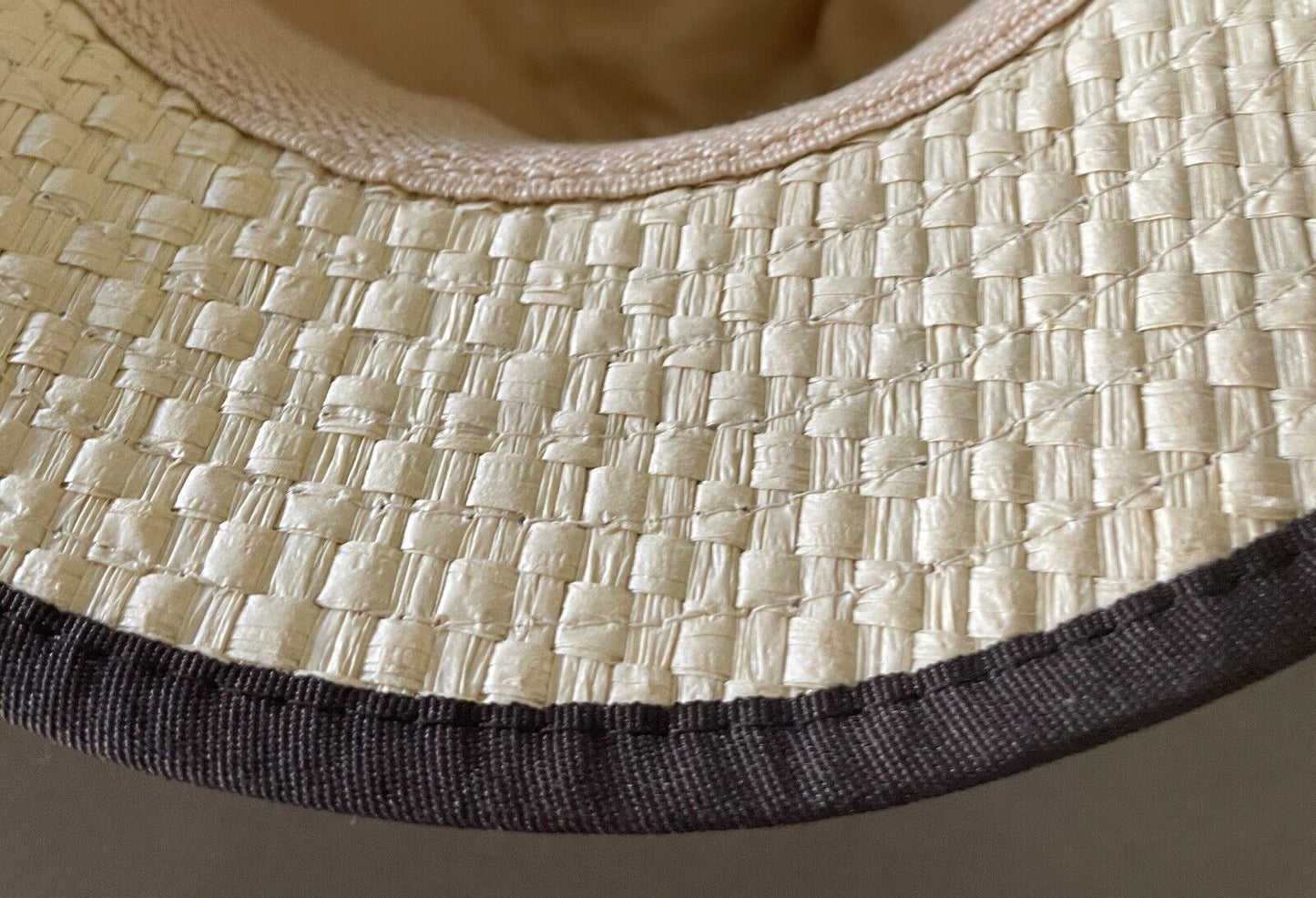 Fedora Hat Raffia Natural Trilby Size S M 57cm Brown White Trim Palm Beach