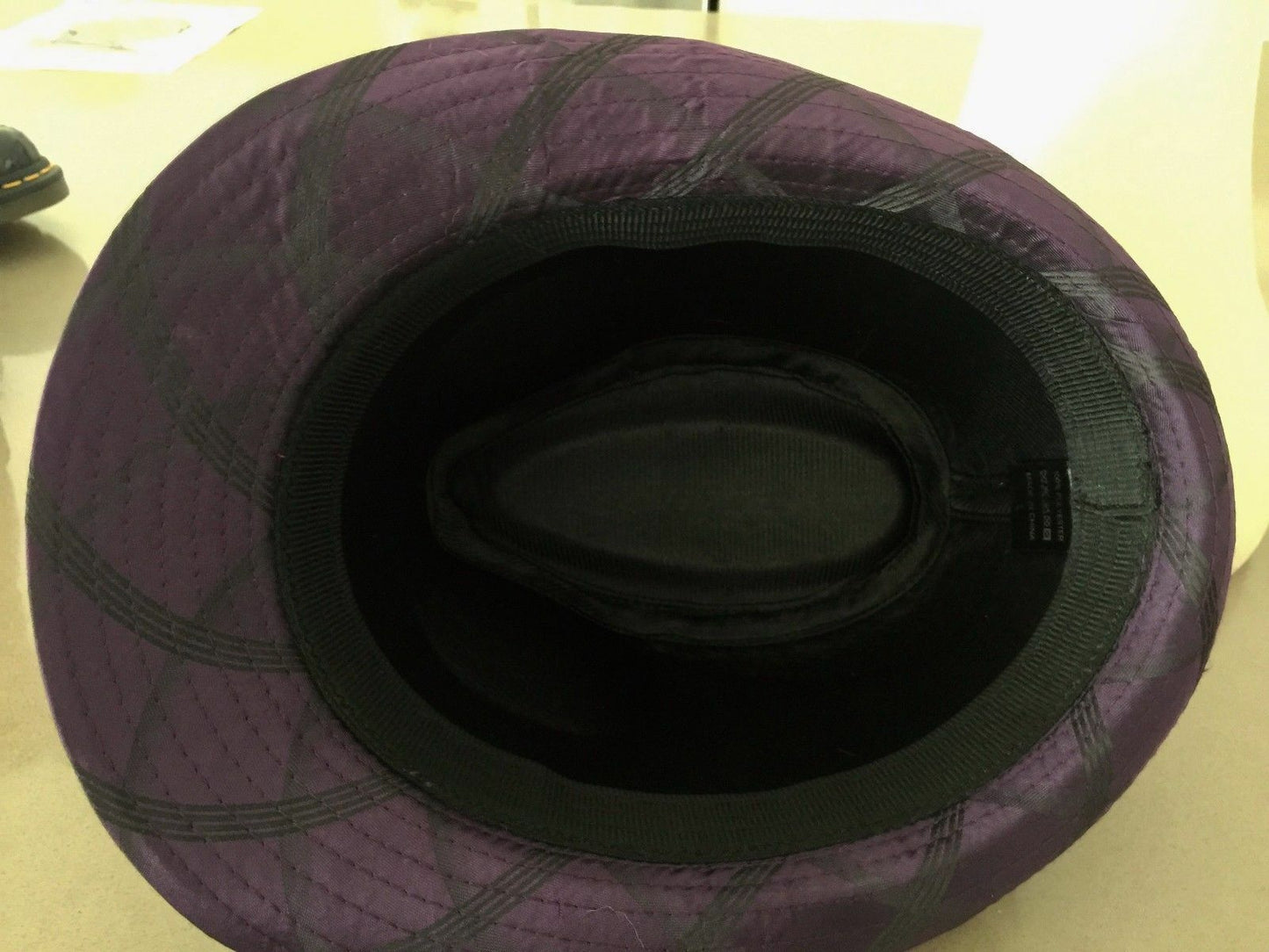 TRILBY STYLE HAT Purple & Black Check Size L To Fit 58cm Headwear Hipster Retro