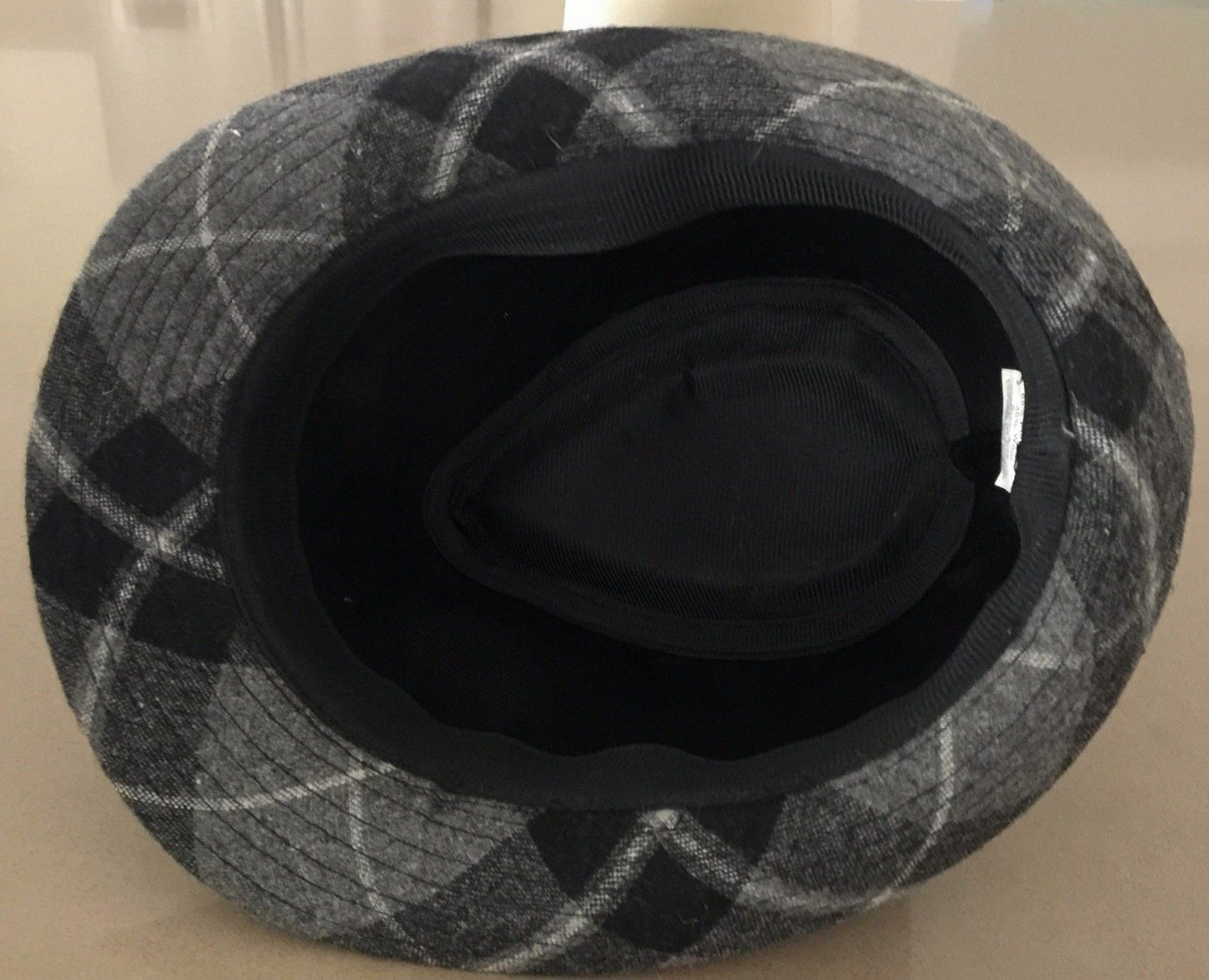 TRILBY Hat Style Grey & Black Checked Hat Size To Fit S M - 56cm Hipster Unisex