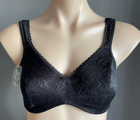Bra 10D Black Jacquard Fabric Decorative Trim Minimiser Underwire Size 10 D NEW