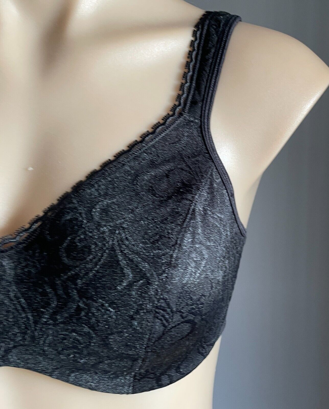 Bra 10D Black Jacquard Fabric Decorative Trim Minimiser Underwire Size 10 D NEW