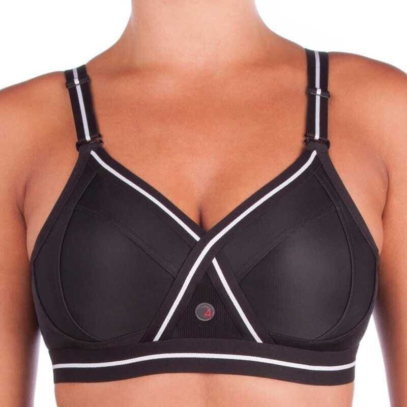 SIXTY4 Black and White Trim "Freedom" Wire Free Adjust Sports Bra Size 8 C 10
