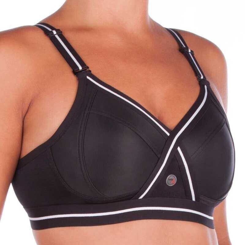 SIXTY4 Black and White Trim "Freedom" Wire Free Adjust Sports Bra Size 8 C 10