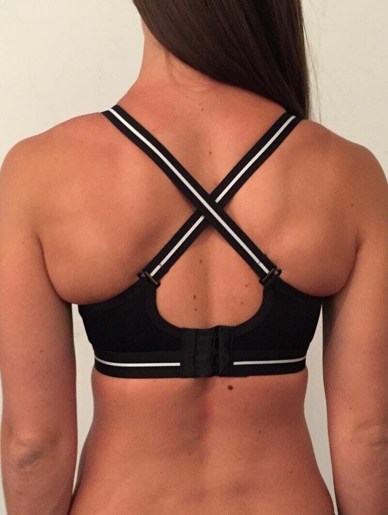 SIXTY4 Black and White Trim "Freedom" Wire Free Adjust Sports Bra Size 8 C 10