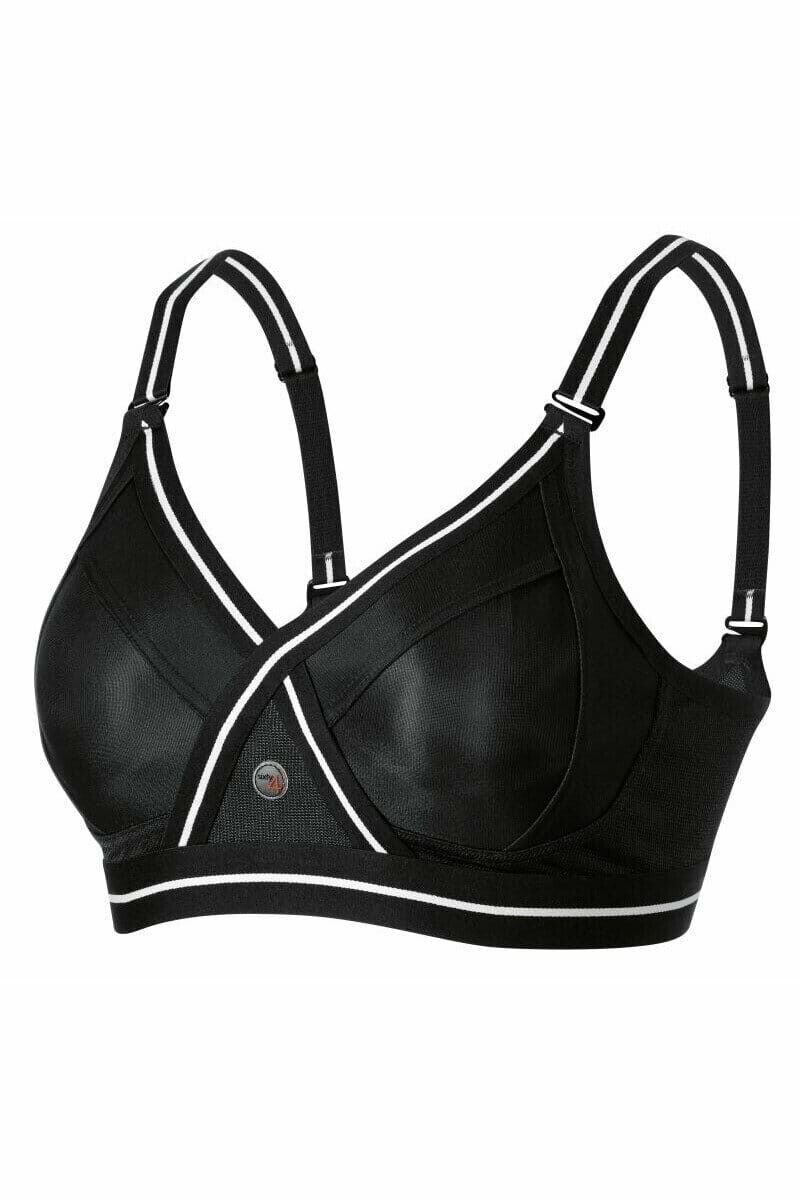SIXTY4 Black and White Trim "Freedom" Wire Free Adjust Sports Bra Size 8 C 10