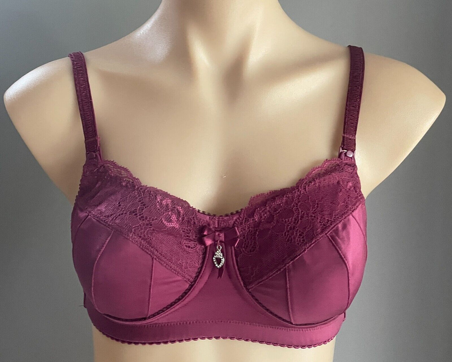 HOTMILK Wild Composure Bra 10 B Berry Red Maternity Nursing Lace Trim Wireless