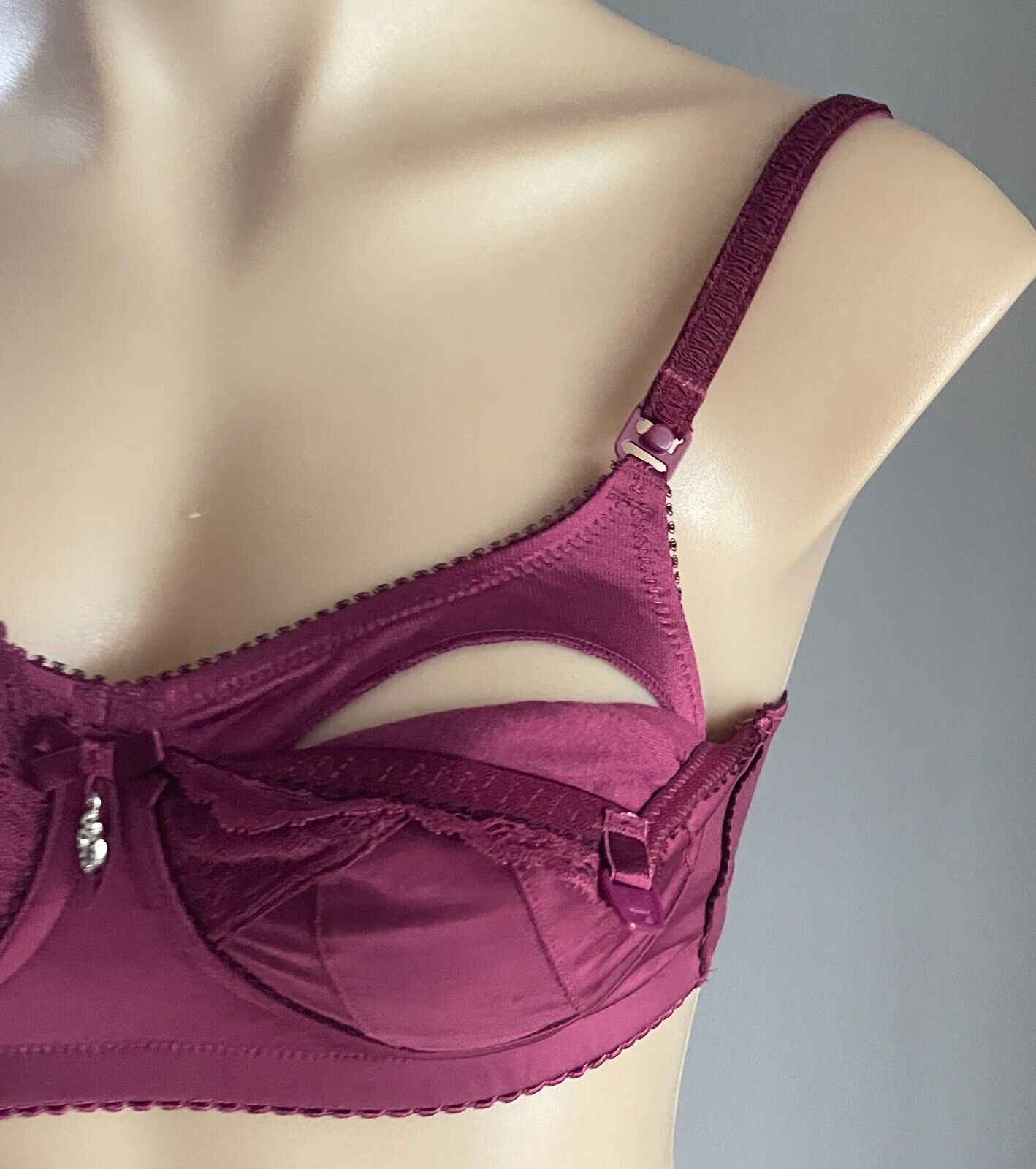 HOTMILK Wild Composure Bra 10 B Berry Red Maternity Nursing Lace Trim Wireless