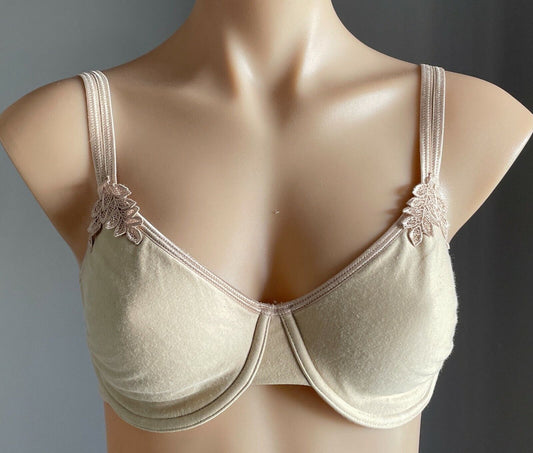 MARKS & SPENCER Bra 12C Beige Underwire with Lace Trim Lingerie 34C 12 C