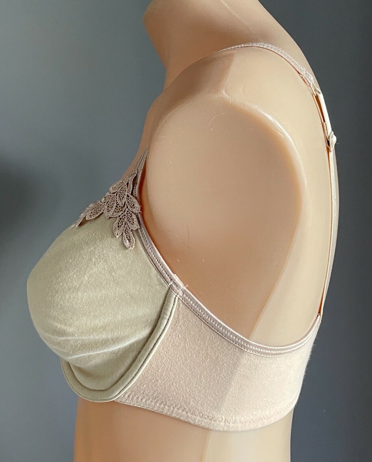 MARKS & SPENCER Bra 12C Beige Underwire with Lace Trim Lingerie 34C 12 C