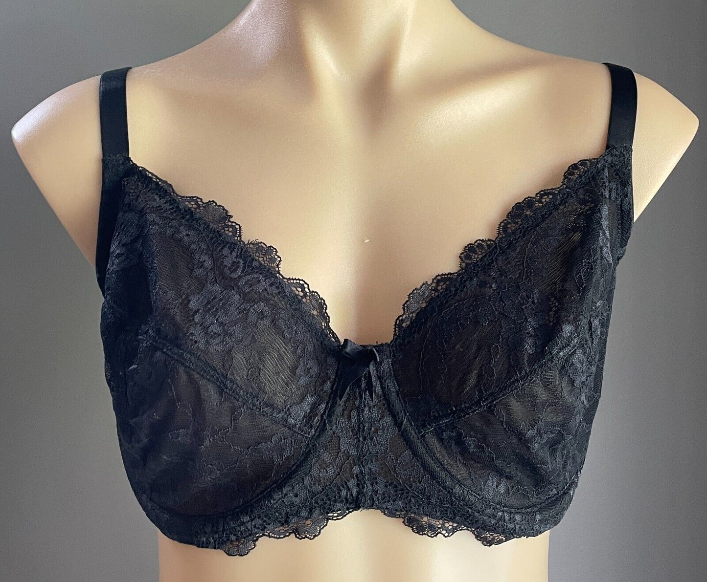 KMART Bra 12F Black Lace Adjustable Straps Underwire Size 12 F K Mart 34F