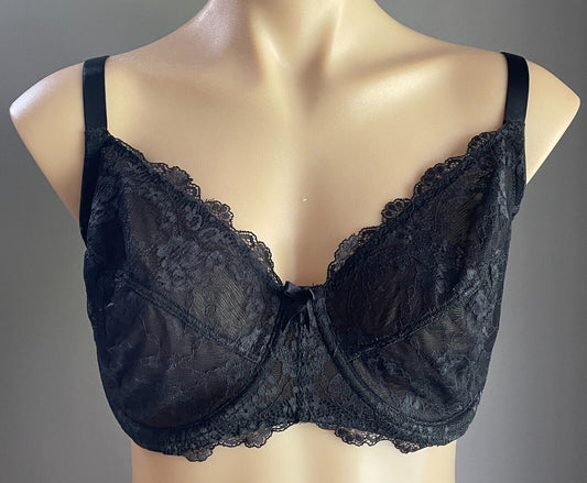 KMART Bra 12F Black Lace Adjustable Straps Underwire Size 12 F K Mart 34F