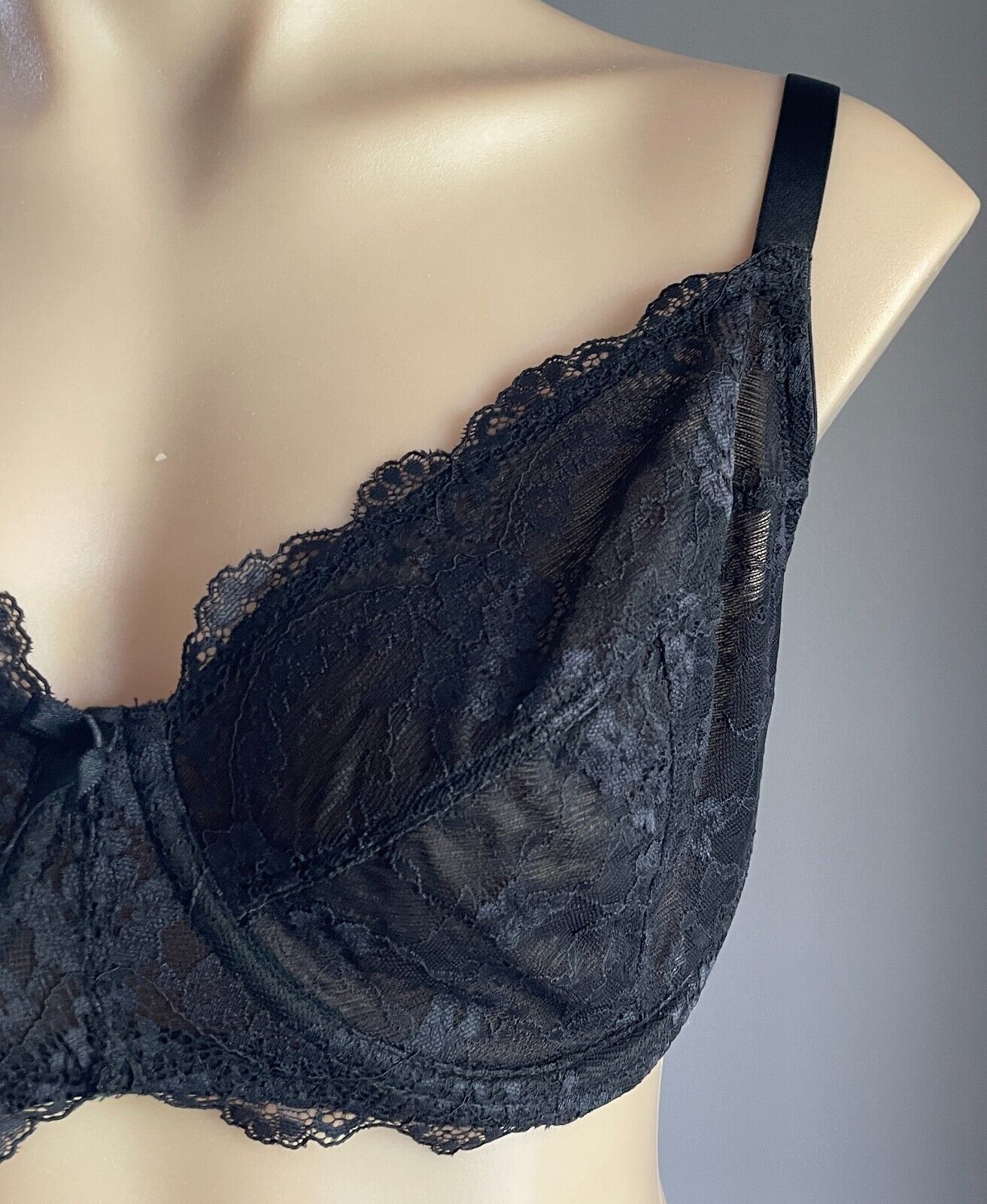 KMART Bra 12F Black Lace Adjustable Straps Underwire Size 12 F K Mart 34F