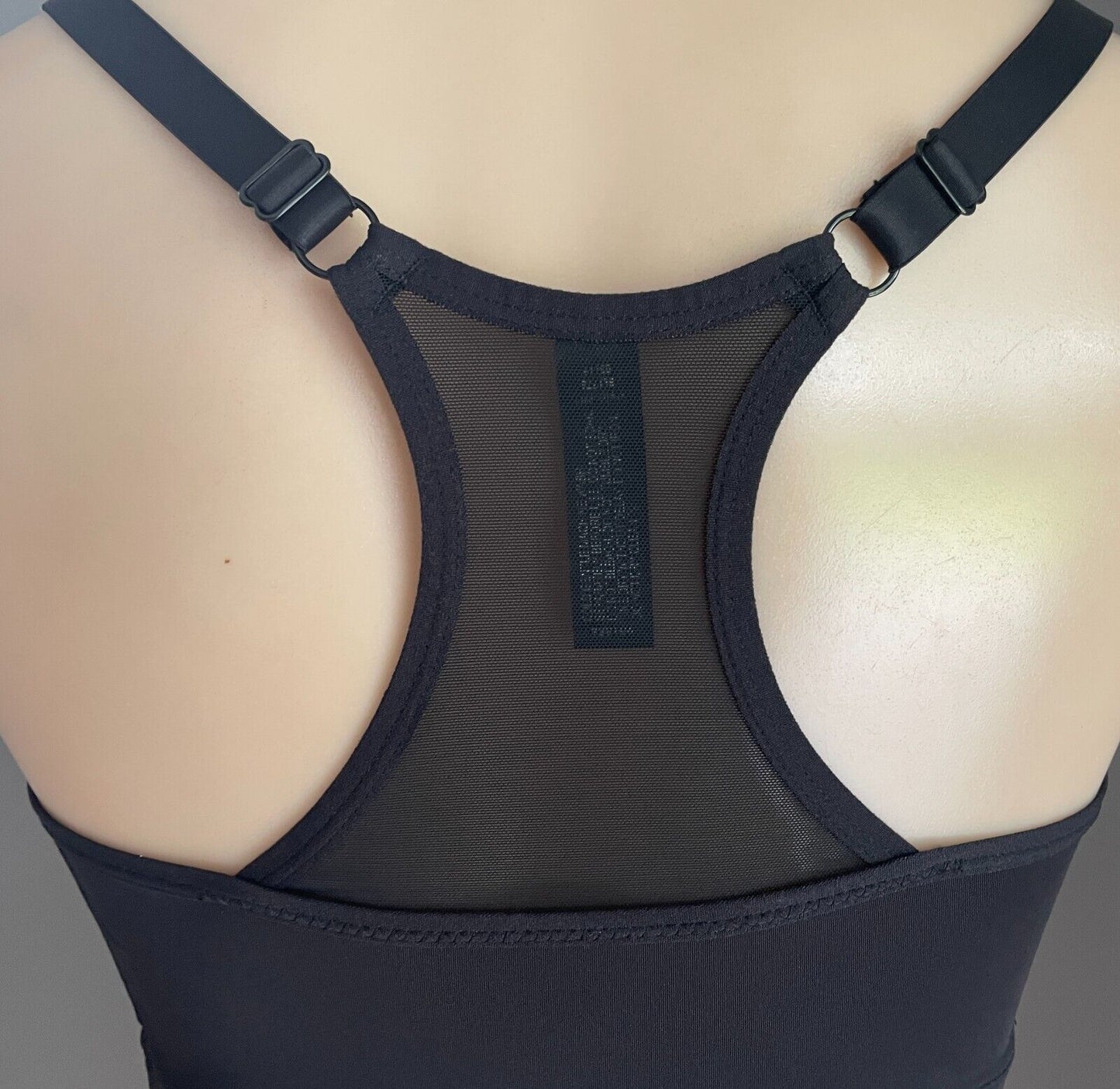 ELITE Crop Top Black Zip Front Racer Back Adjust High Impact Bra Size L 12 NEW