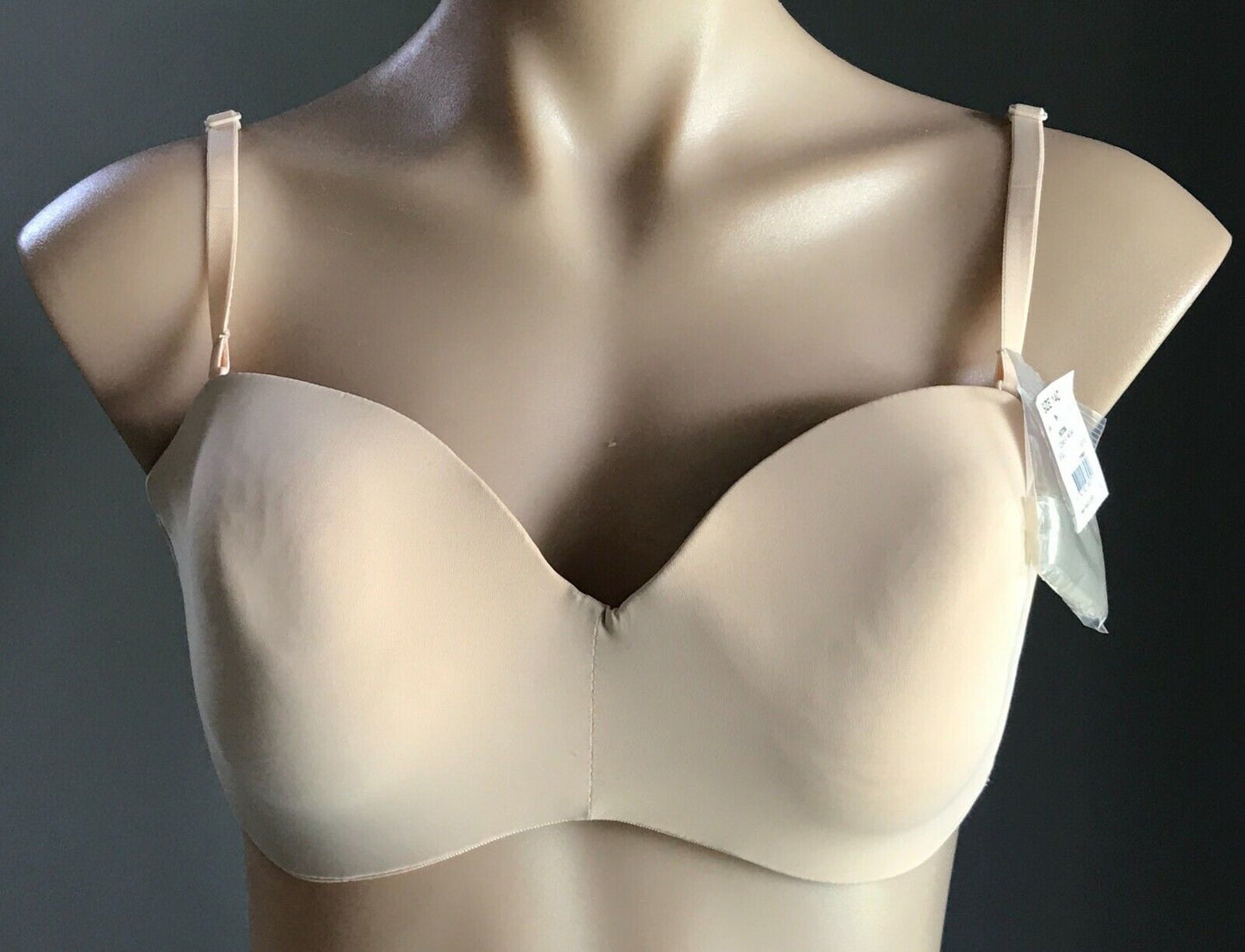 KMART Bra 14C Underwire Bra Beige Convertible Smooth Clear Straps K Mart NEW 14