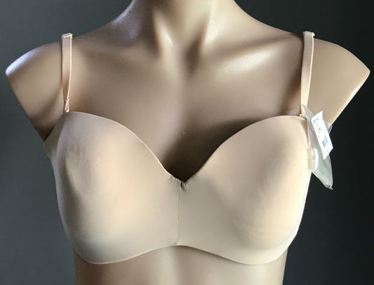 KMART Bra 14C Underwire Bra Beige Convertible Smooth Clear Straps K Mart NEW 14