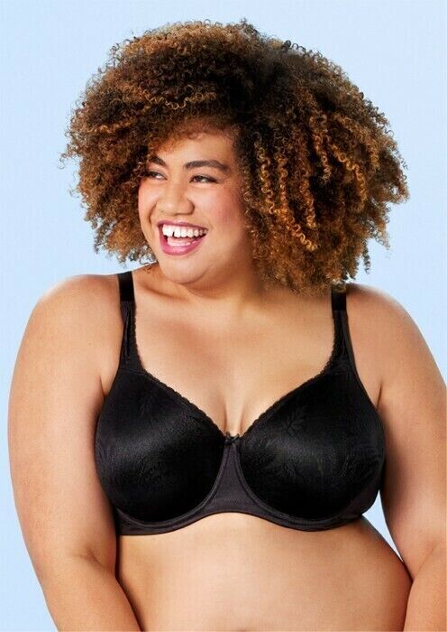 FORMFIT Triumph Bra 20DD Underwire Black Jacquard Print Delicate Minimiser 20 DD