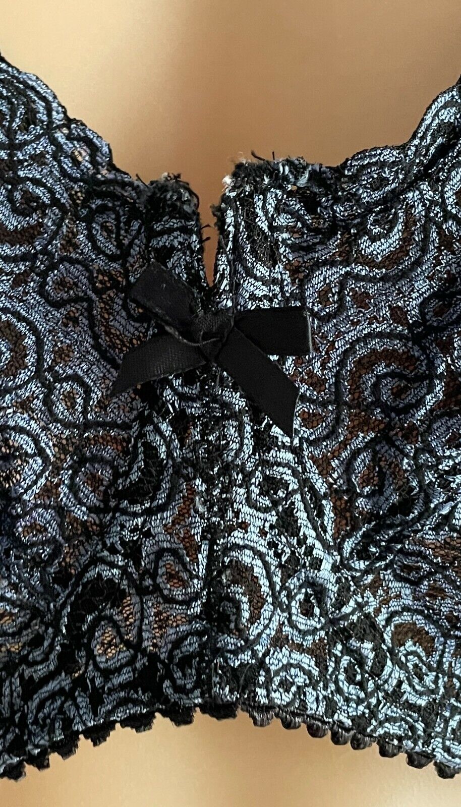 INTIMO Bra 38D Underwire Blue & Black Lace Bra Adjustable Straps Ladies 38 D 16D