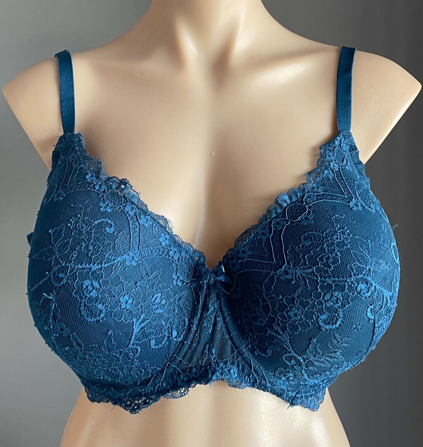 ANKO Bra 20E Underwire Bra Teal Lace Full Figure T-Shirt Moulded Plus Size 20 E
