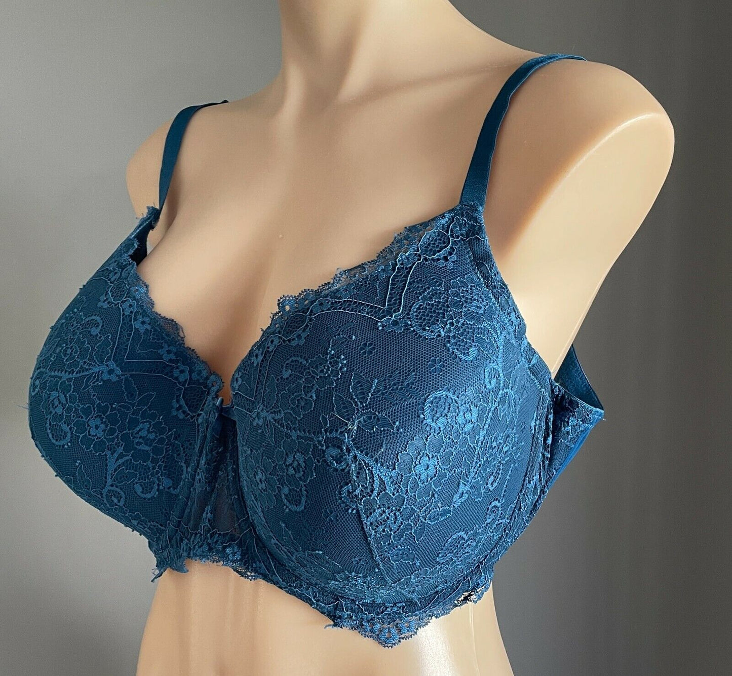 ANKO Bra 20E Underwire Bra Teal Lace Full Figure T-Shirt Moulded Plus Size 20 E