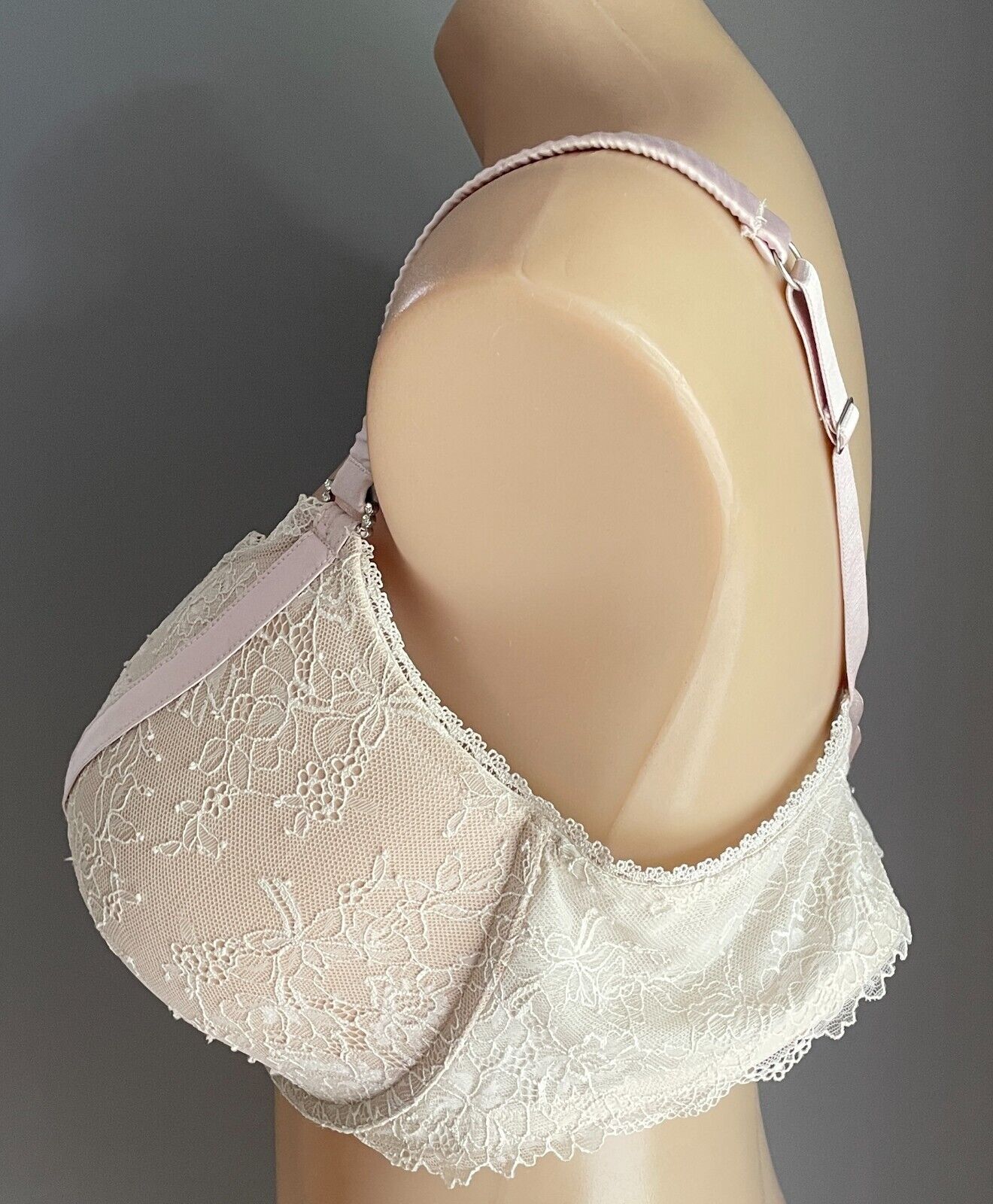 PLEASURE STATE VIP Bra 16E Beige & Blush Pink Plunge Underwire Moulded Cup 16 E