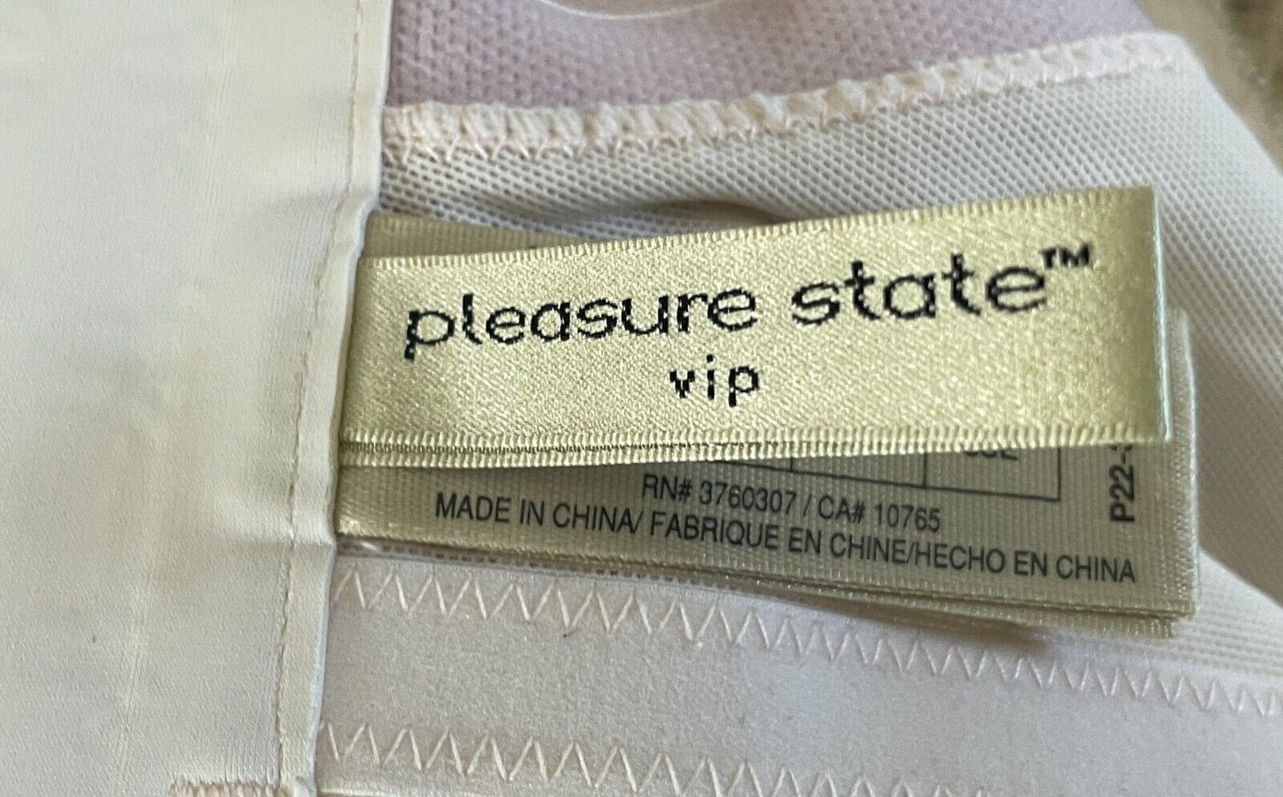 PLEASURE STATE VIP Bra 16E Beige & Blush Pink Plunge Underwire Moulded Cup 16 E
