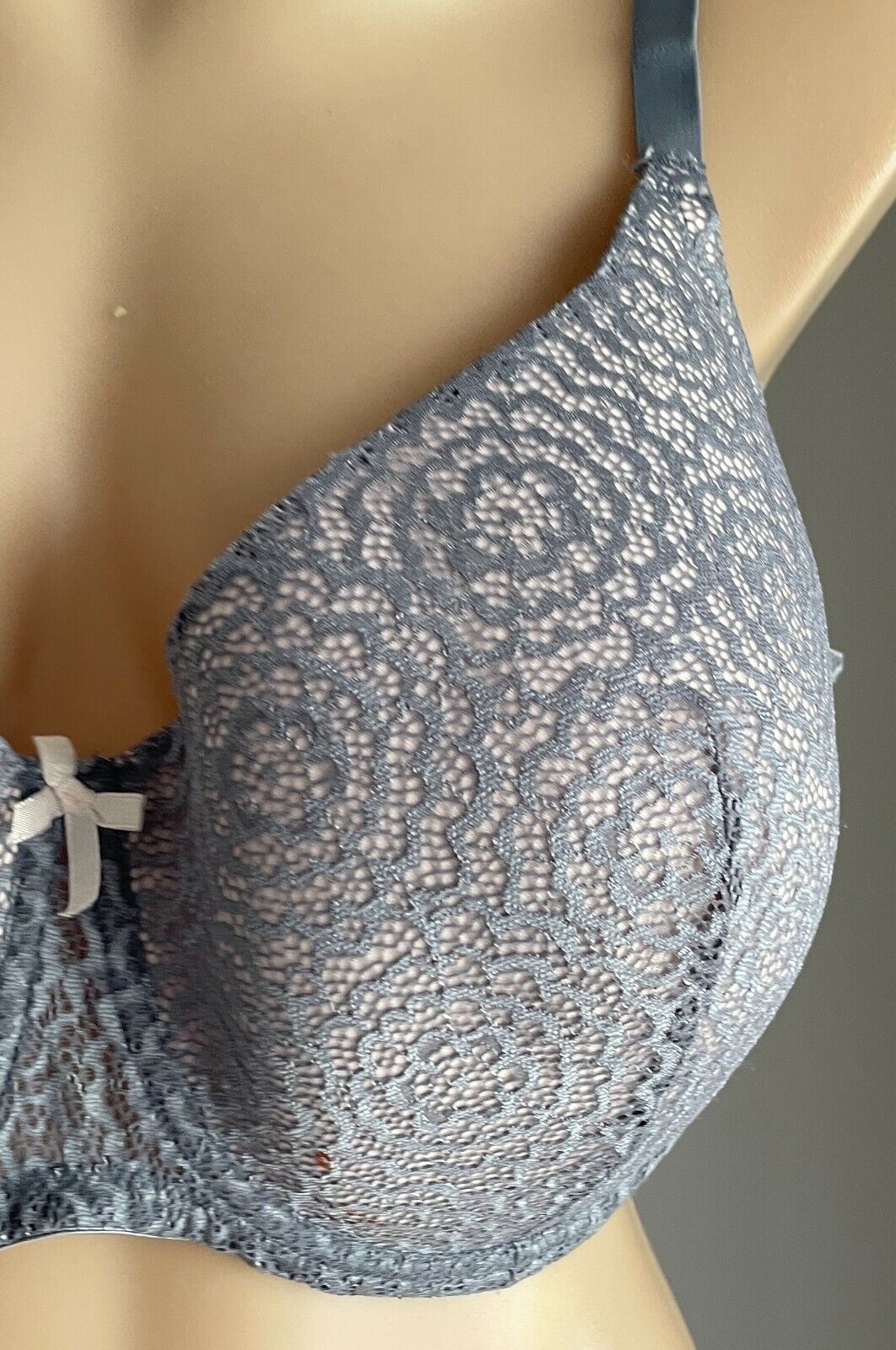 Bra 20E Grey Lace & Blush Pink Underwire Adjustable Ladies Plus Size 20 E NEW