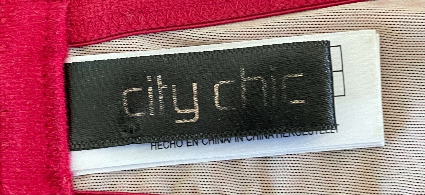 CITY CHIC "Tatiana" Bra 18DD Underwire Bra Berry Red Push Up Lace Trim 18 DD NEW
