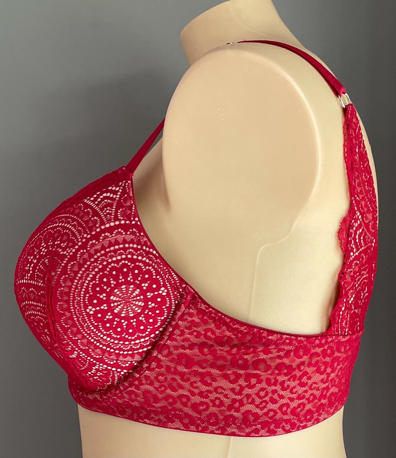 CITY CHIC "Tatiana" Bra 18DD Underwire Bra Berry Red Push Up Lace Trim 18 DD NEW