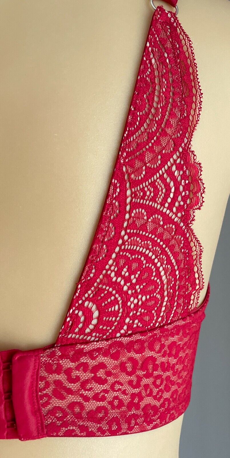 CITY CHIC "Tatiana" Bra 18DD Underwire Bra Berry Red Push Up Lace Trim 18 DD NEW