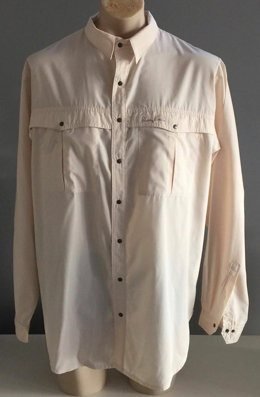 Mens PADDY PALLIN Shirt Long Sleeve Cream w Pockets Brass Snaps Size L