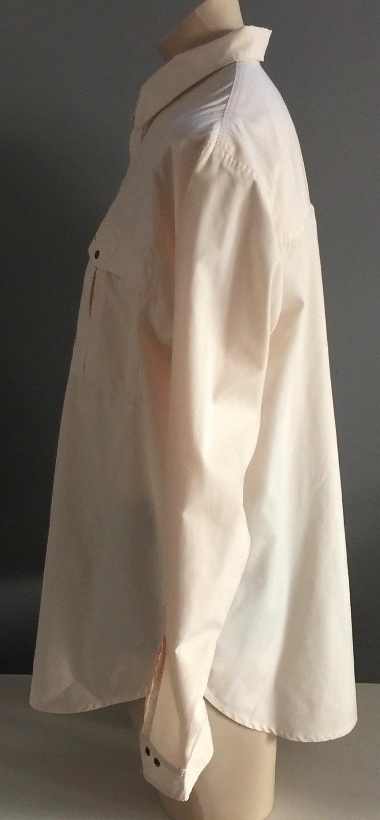 Mens PADDY PALLIN Shirt Long Sleeve Cream w Pockets Brass Snaps Size L