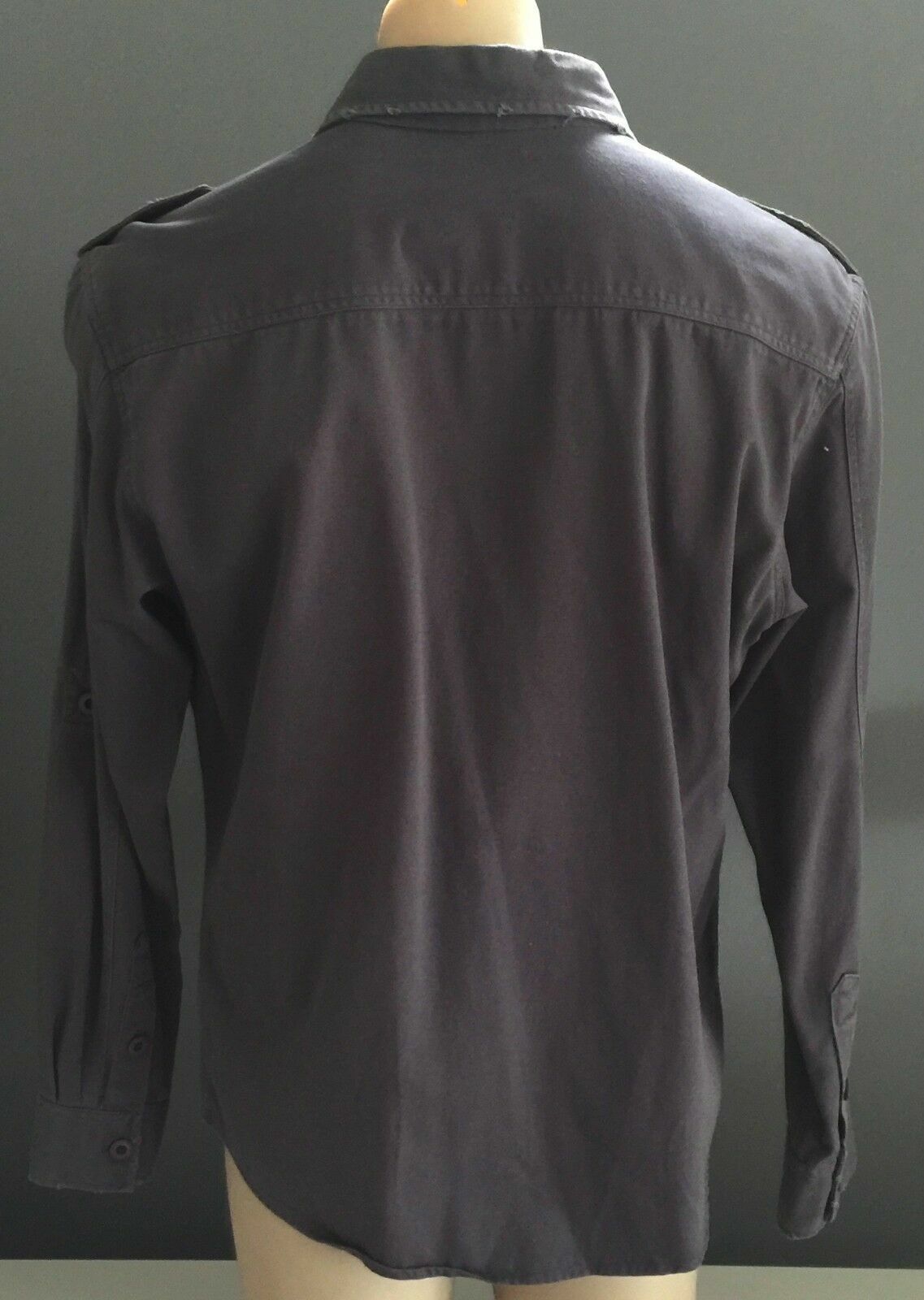 Mens EASY STREET Shirt Long Sleeve Grey Dress Work Shirt Button Up Size L