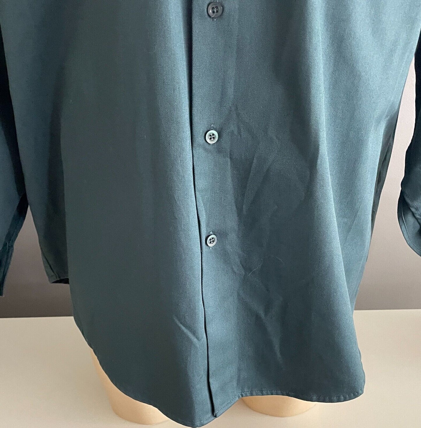 Mens KING GEE Cotton Shirt Green Long Sleeve Button Up Work Size L K14100 NEW