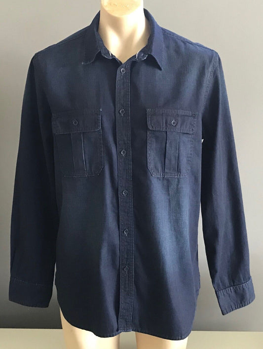 Mens JAG "Sequoia" Neptune Denim Shirt Premium Blue Long Sleeve Size L NEW
