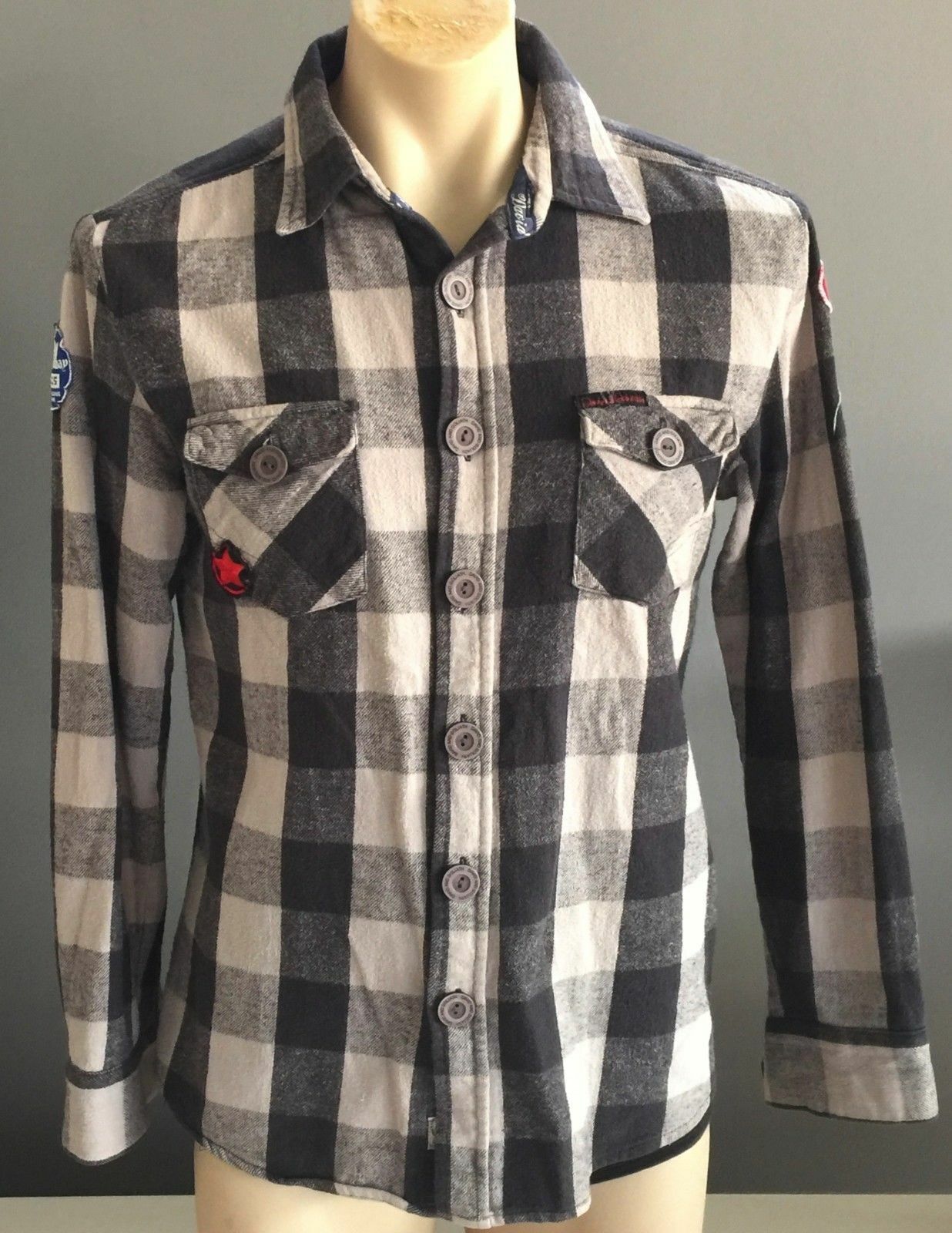Mens DAVID & GOLIATH Flannel Shirt Long Sleeve Check Print Button Up Size M