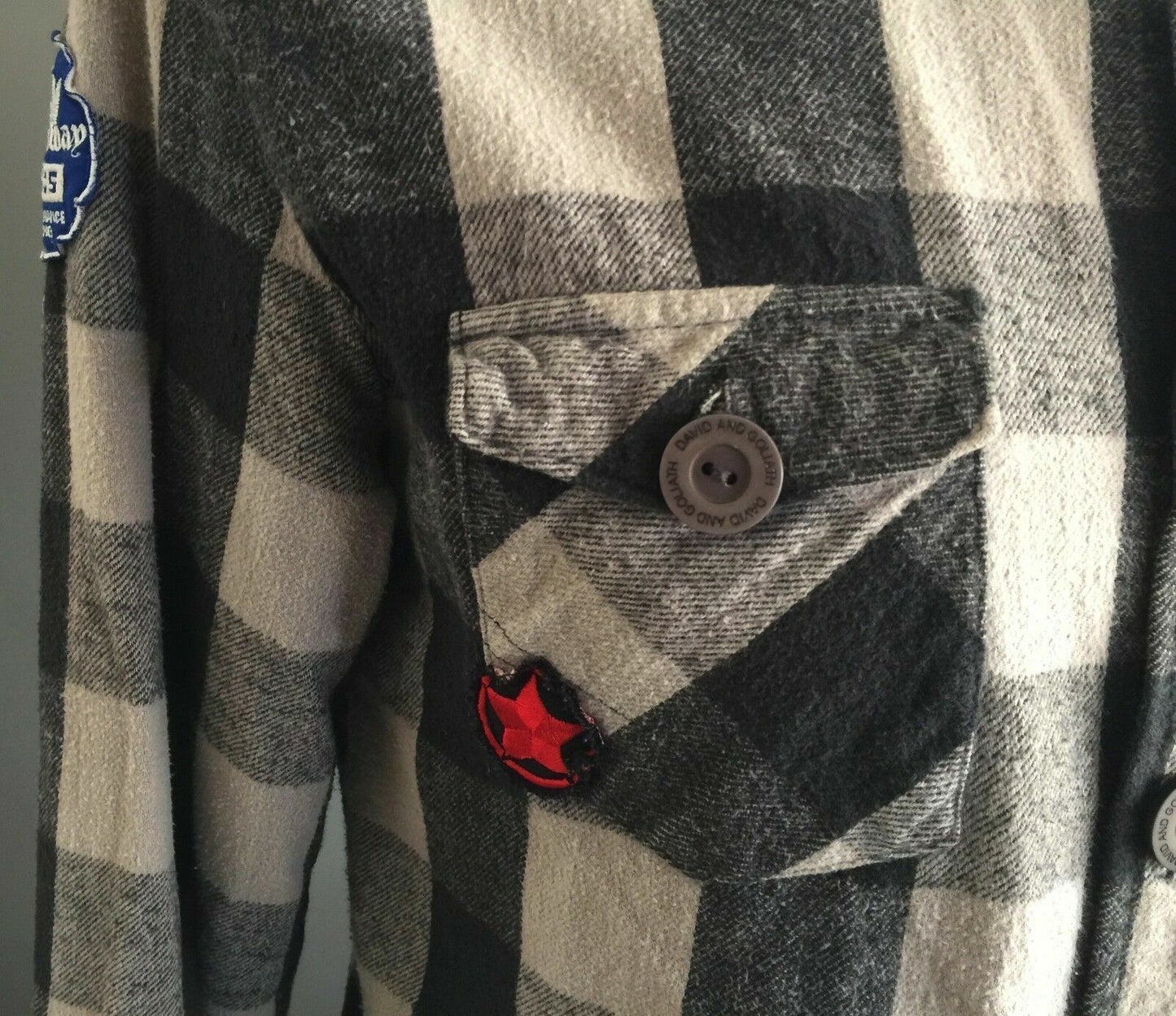Mens DAVID & GOLIATH Flannel Shirt Long Sleeve Check Print Button Up Size M