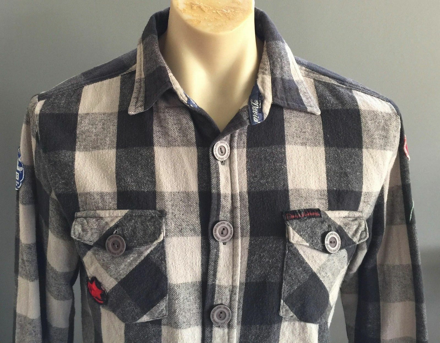 Mens DAVID & GOLIATH Flannel Shirt Long Sleeve Check Print Button Up Size M