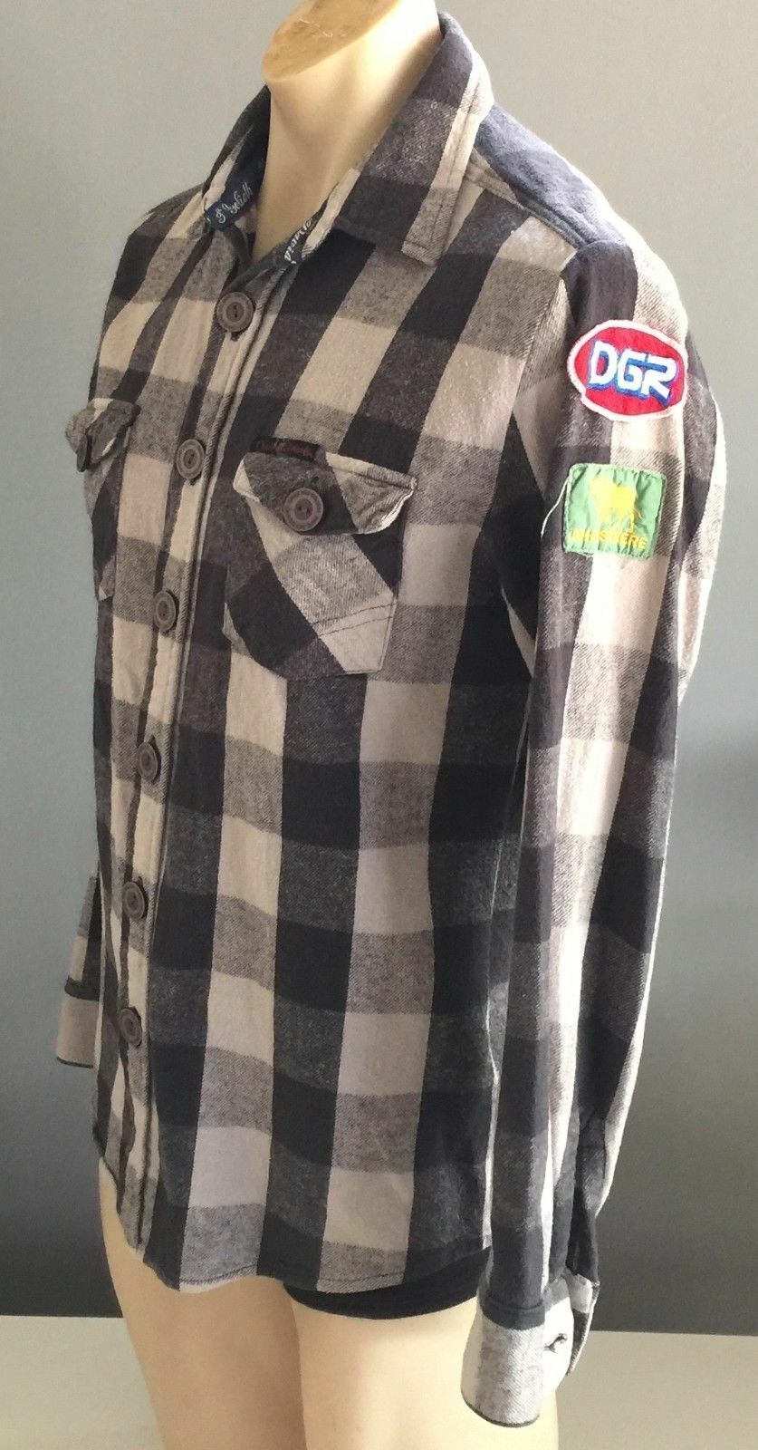 Mens DAVID & GOLIATH Flannel Shirt Long Sleeve Check Print Button Up Size M