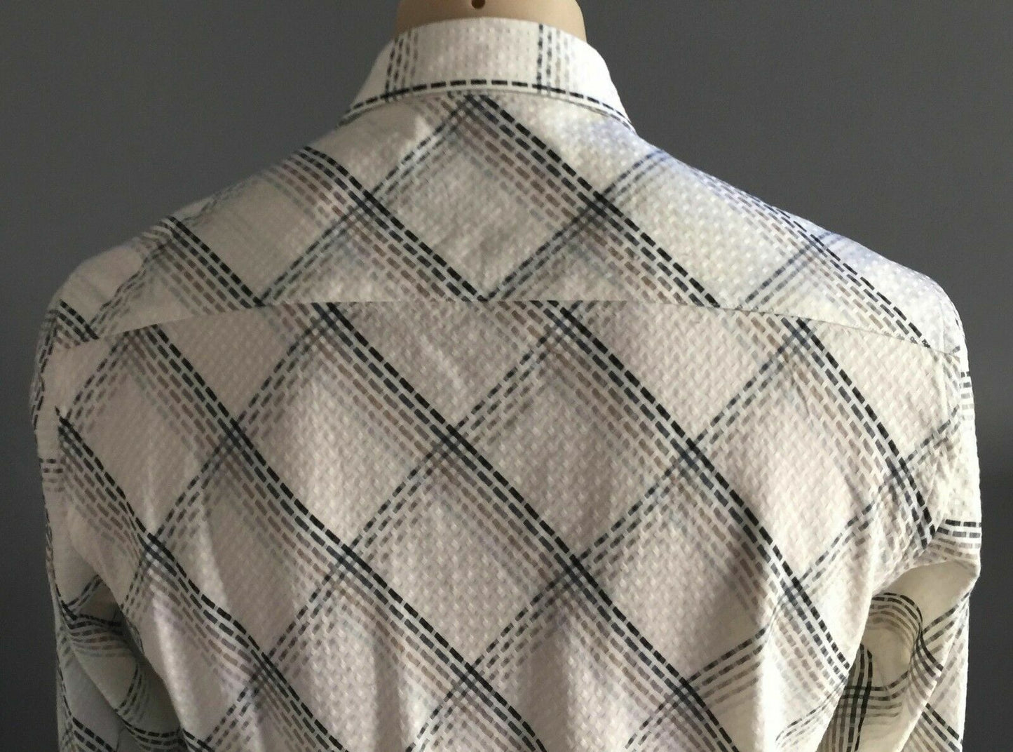 Mens CALIBRE Dress Shirt Long Sleeve Double Cuff (Cufflinks) Check Size M NEW