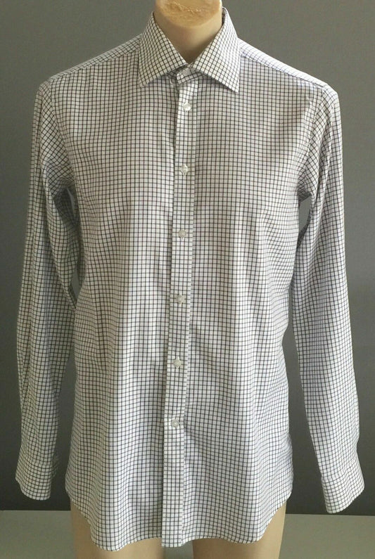 Mens ROYAL CLASS Shirt Long Sleeve Brown Purple & Green Small Check Size M
