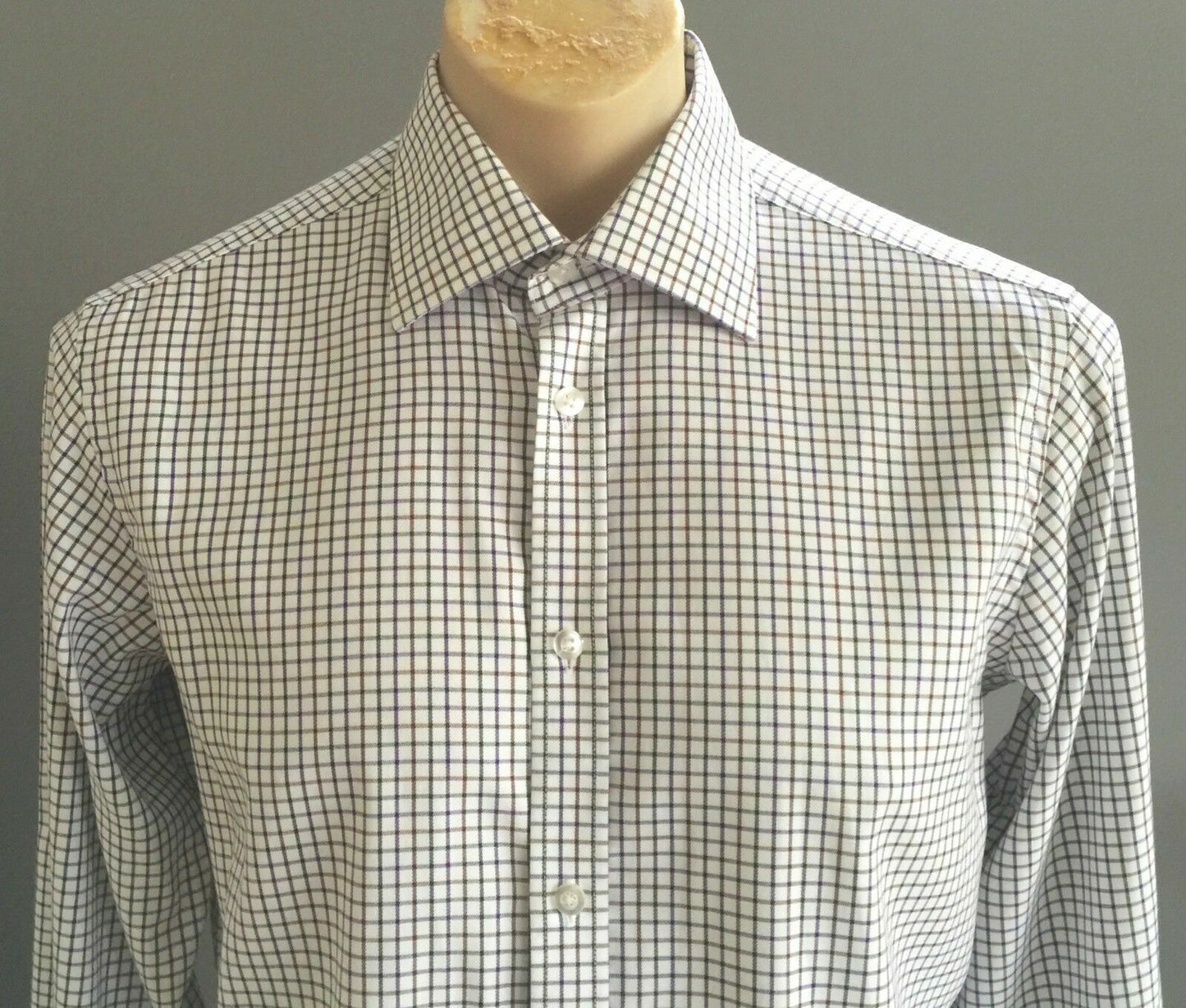 Mens ROYAL CLASS Shirt Long Sleeve Brown Purple & Green Small Check Size M