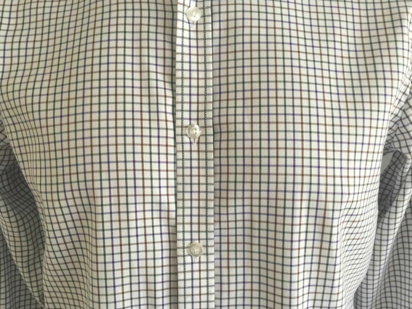 Mens ROYAL CLASS Shirt Long Sleeve Brown Purple & Green Small Check Size M