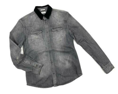 Mens ALL SAINTS "Yin" Shirt Long Sleeve Grey Denim Casual  Slim Fit Size Neck S