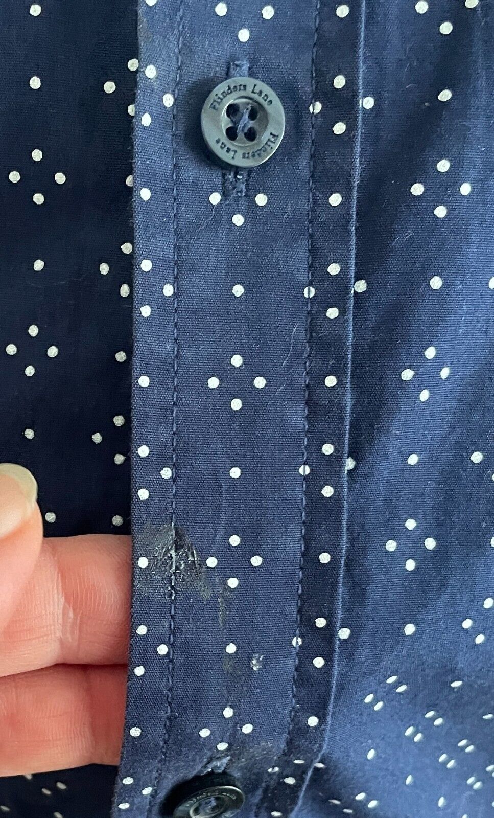 Mens FLINDERS LANE Cotton Shirt Blue & White Print Long Sleeve Button Up Size S