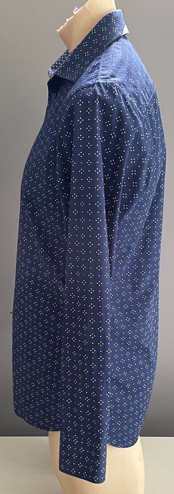 Mens FLINDERS LANE Cotton Shirt Blue & White Print Long Sleeve Button Up Size S