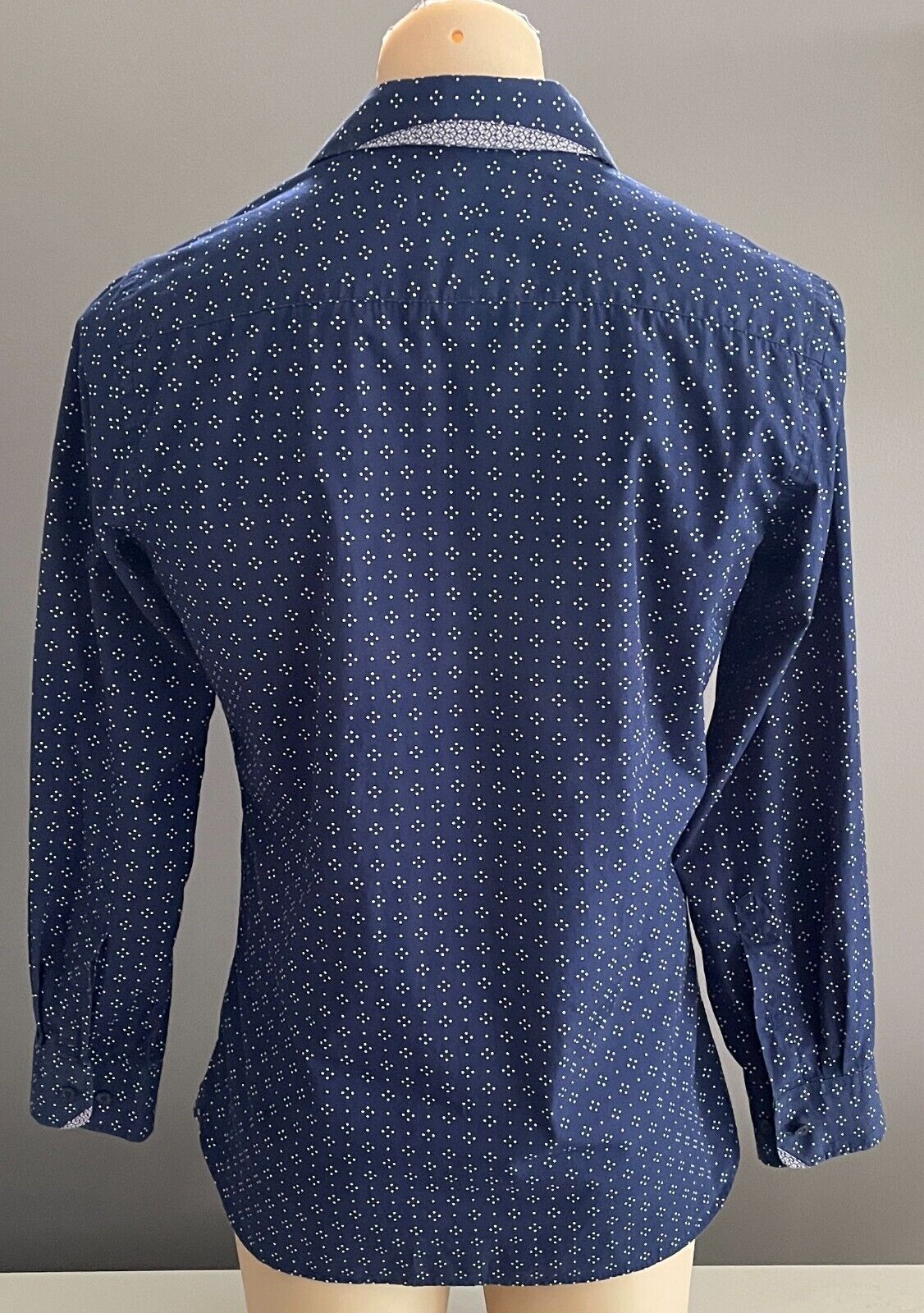 Mens FLINDERS LANE Cotton Shirt Blue & White Print Long Sleeve Button Up Size S