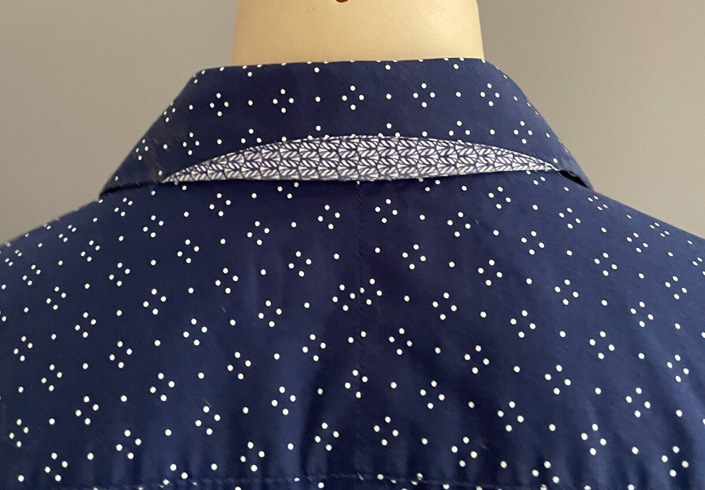 Mens FLINDERS LANE Cotton Shirt Blue & White Print Long Sleeve Button Up Size S